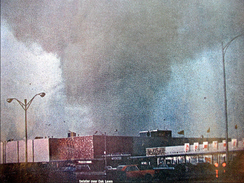 Only known photo of the Oak Lawn tornado.  Photo taken by Elmer Johnson.  Courtesy of Oak Lawn Library