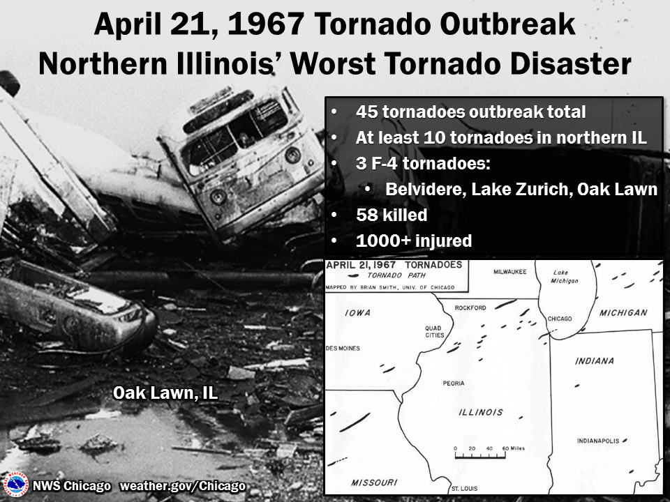 Path of 1967 tornadoes