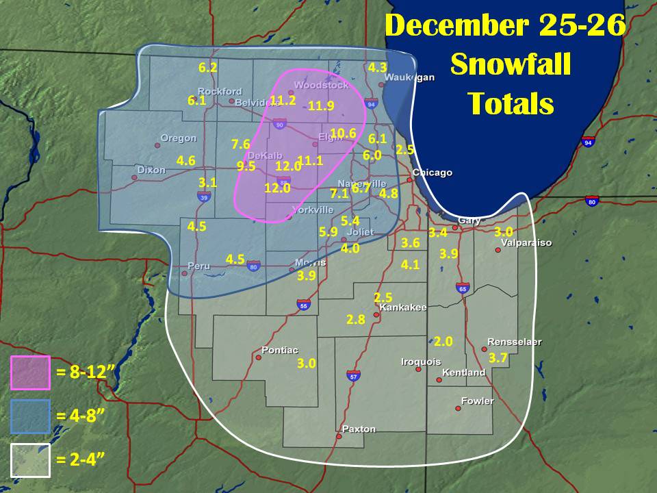 December 25-26 snowfall