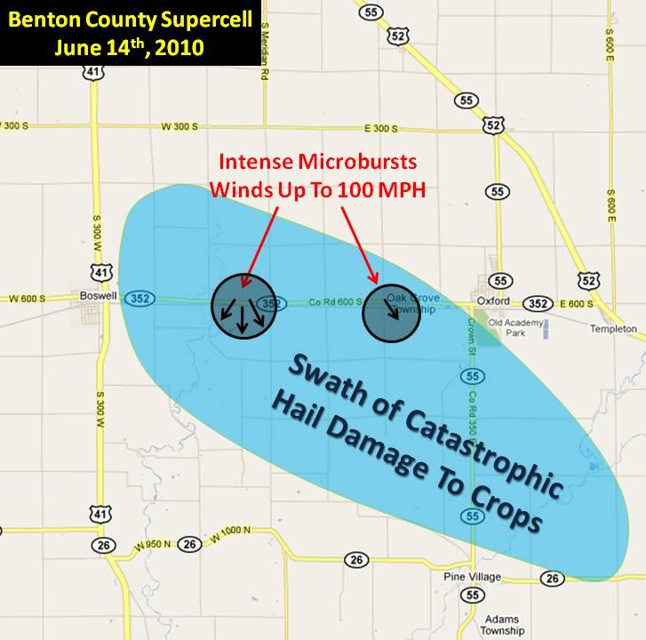 Damage map for southern Benton County