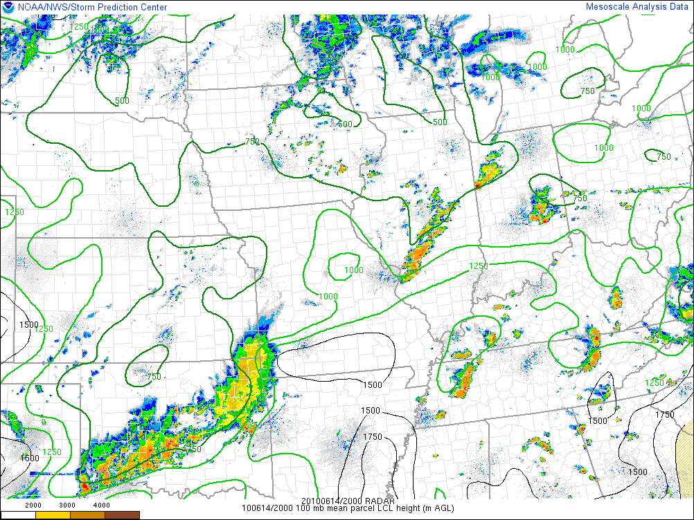 SPC Mesoanalysis of LCL height at 20z