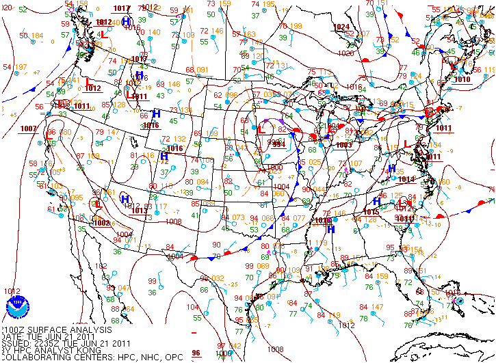Surface map for June 21, 2011