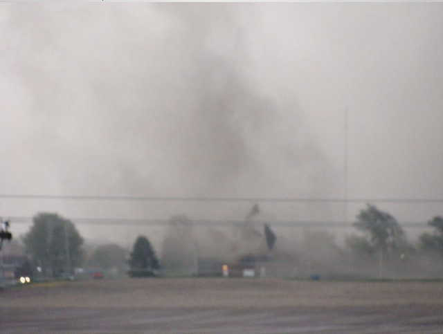 EF-1 Tornado and debris approaching Highway 231.  Image courtesy of Joann Skinner.