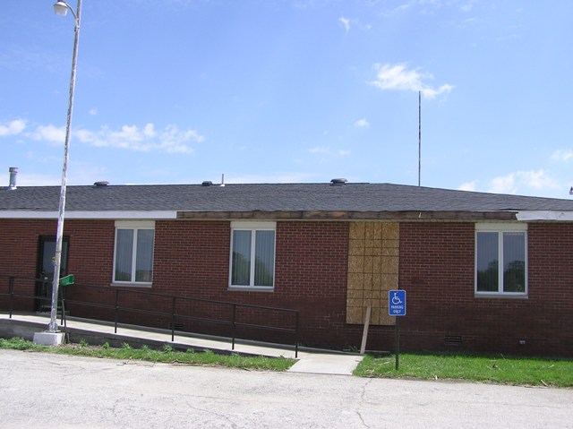 Damage to the west side of the Purdue Agricultural Extension Office.