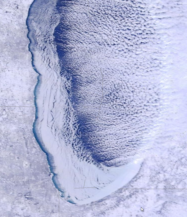 MODIS Terra image of ice coverage on southern Lake Michigan