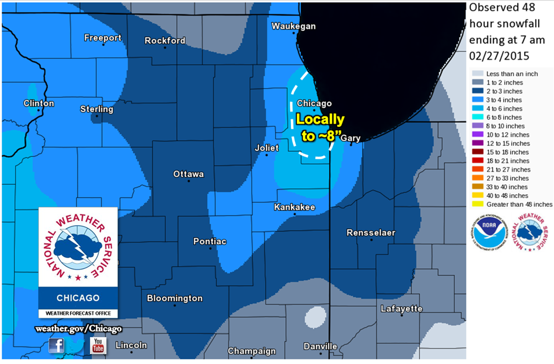 2 Day Snowfall Map for 2/25-2/26 Snow Event