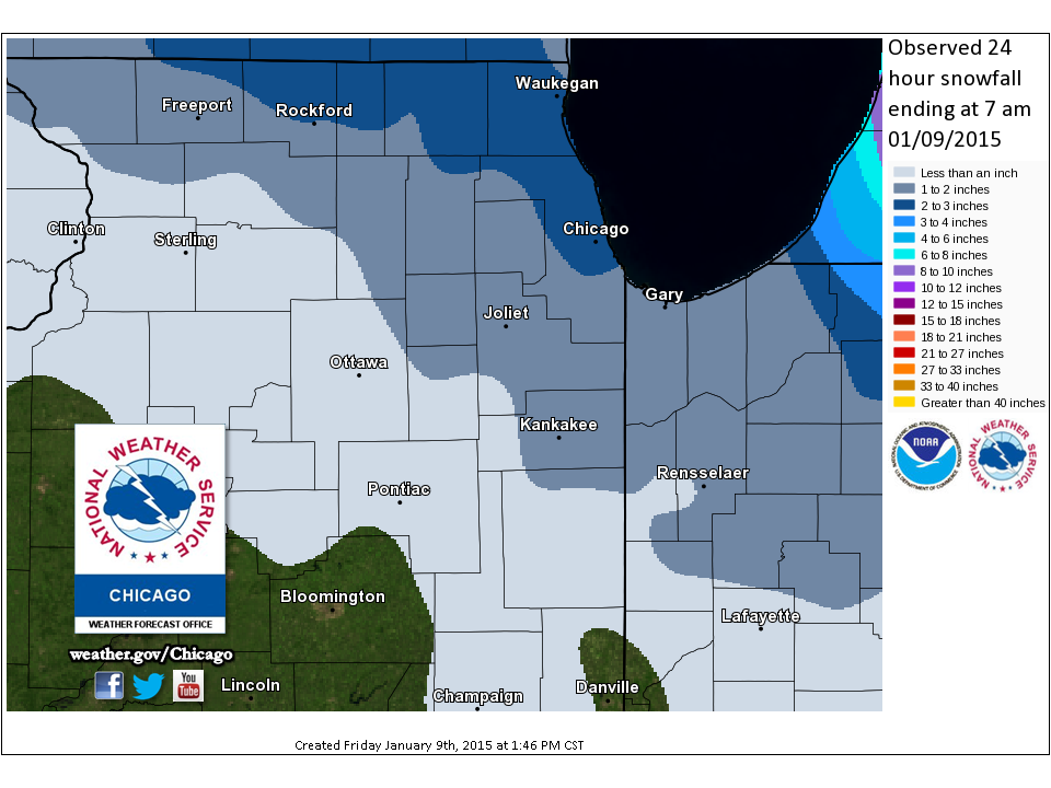 Local Snow Map of January 8 Snow and Blowing Snow Event