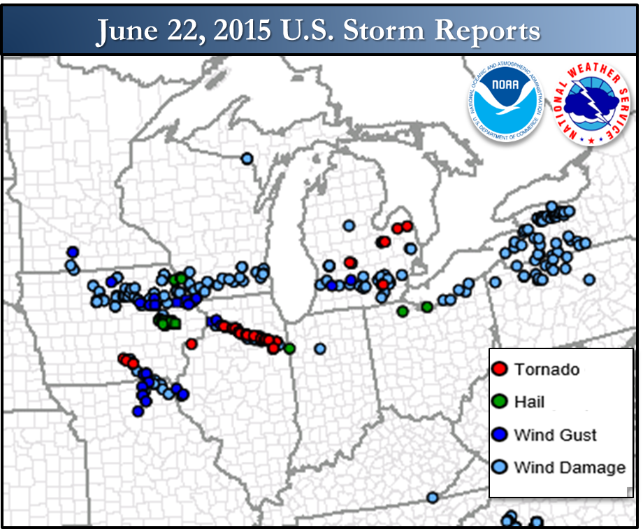 U.S. Storm Reports for June 22, 2015
