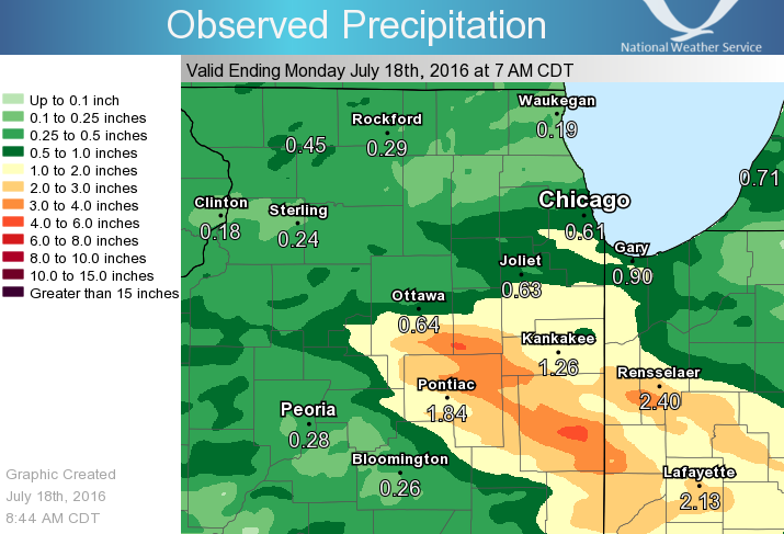 Observed 24 Hour Precipitation Ending at 7 am July 18, 2016