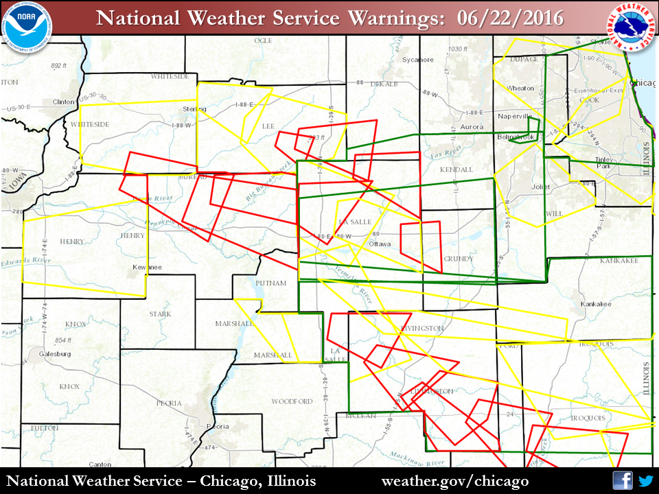 Map of warnings issued on June 22, 2016