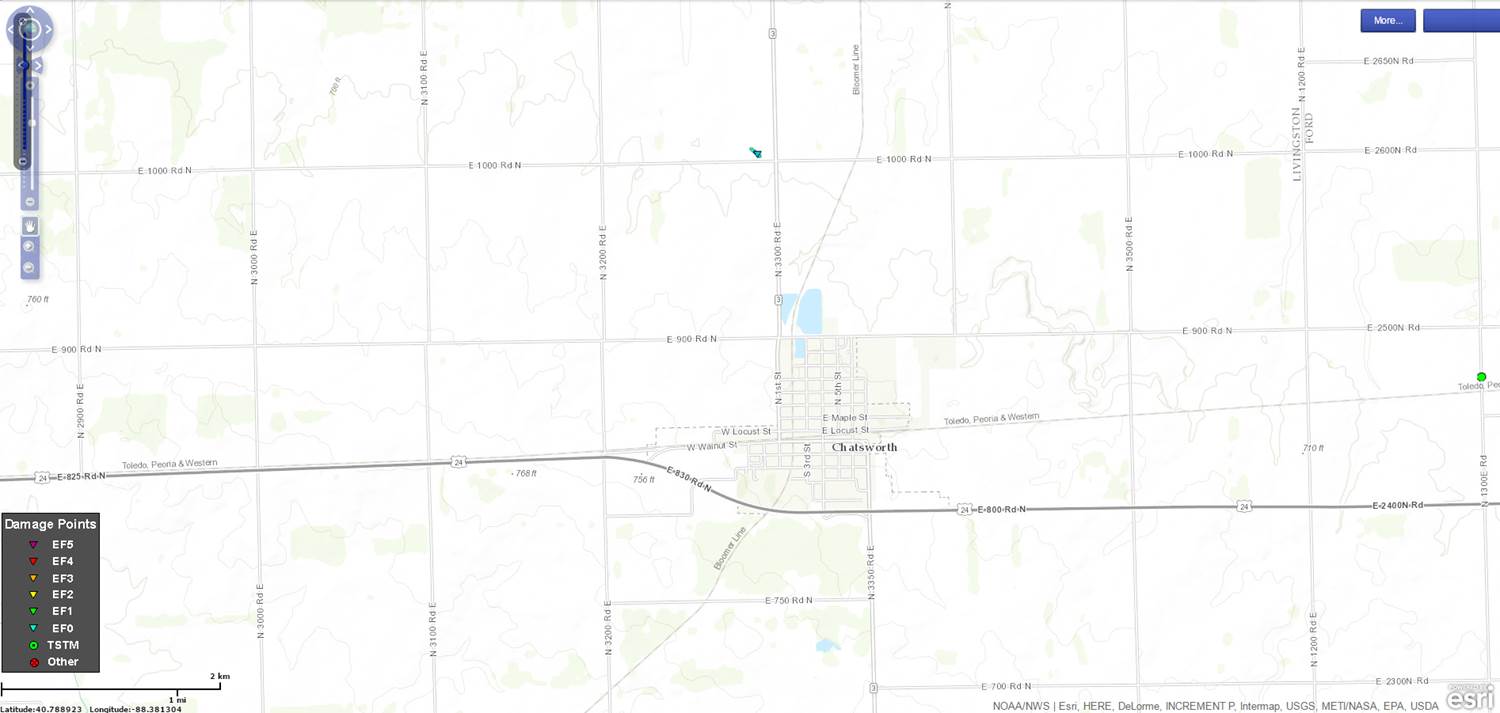 Track Map of Chatsworth, IL tornado