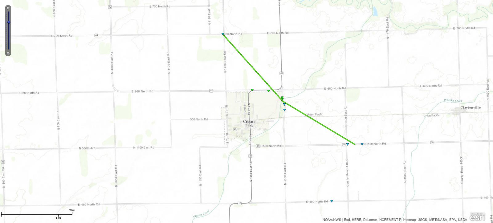 Track Map of Cissna Park, IL tornado