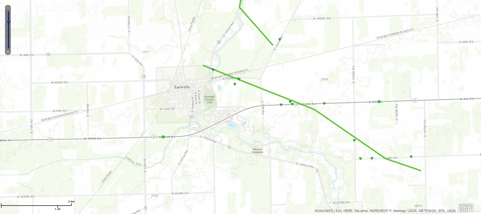 Track Map of Earlville, IL tornado
