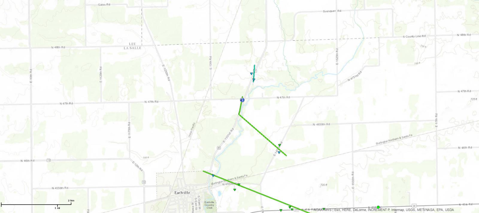Track Map of Northeast of Earlville, IL tornado