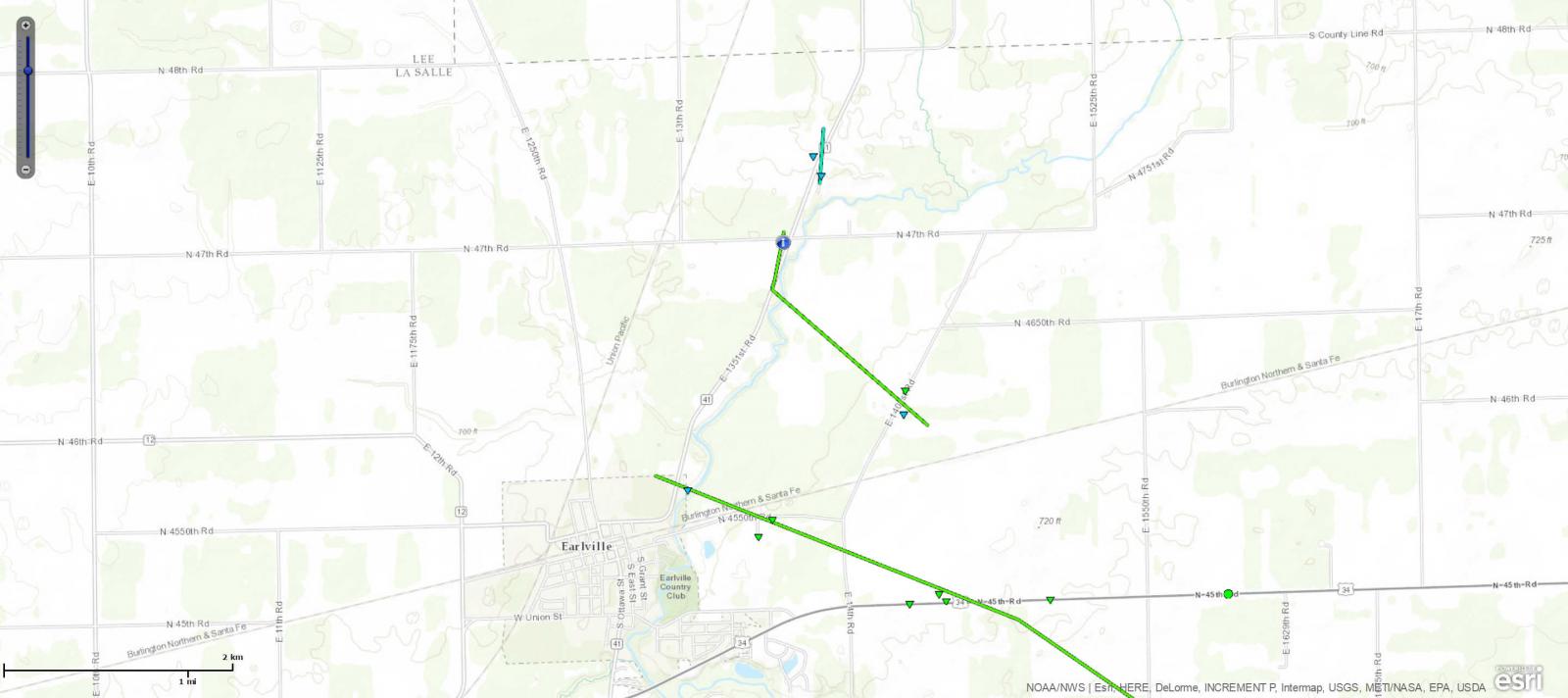 Track Map of Northeast Earlville, IL tornado #2