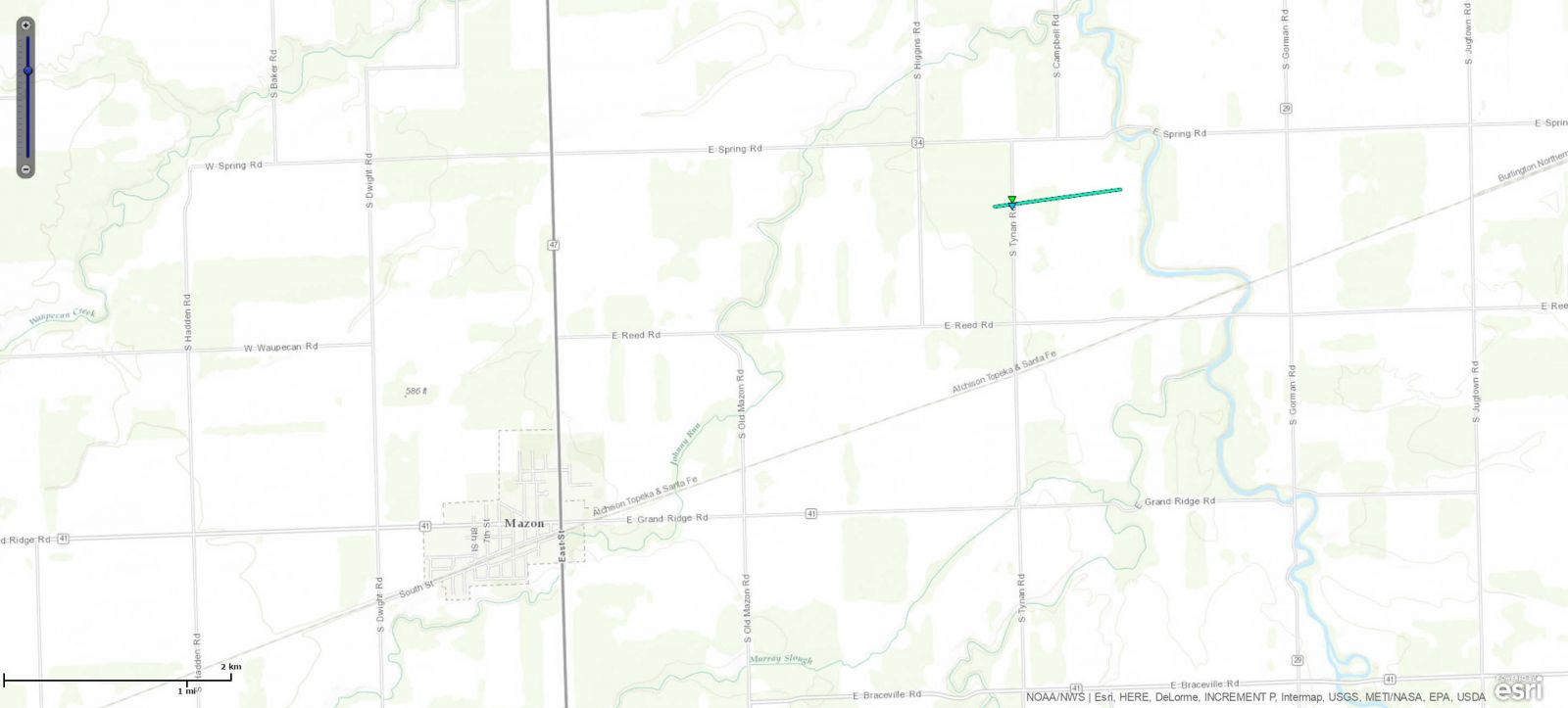 Track Map of Mazon, Illinois tornado