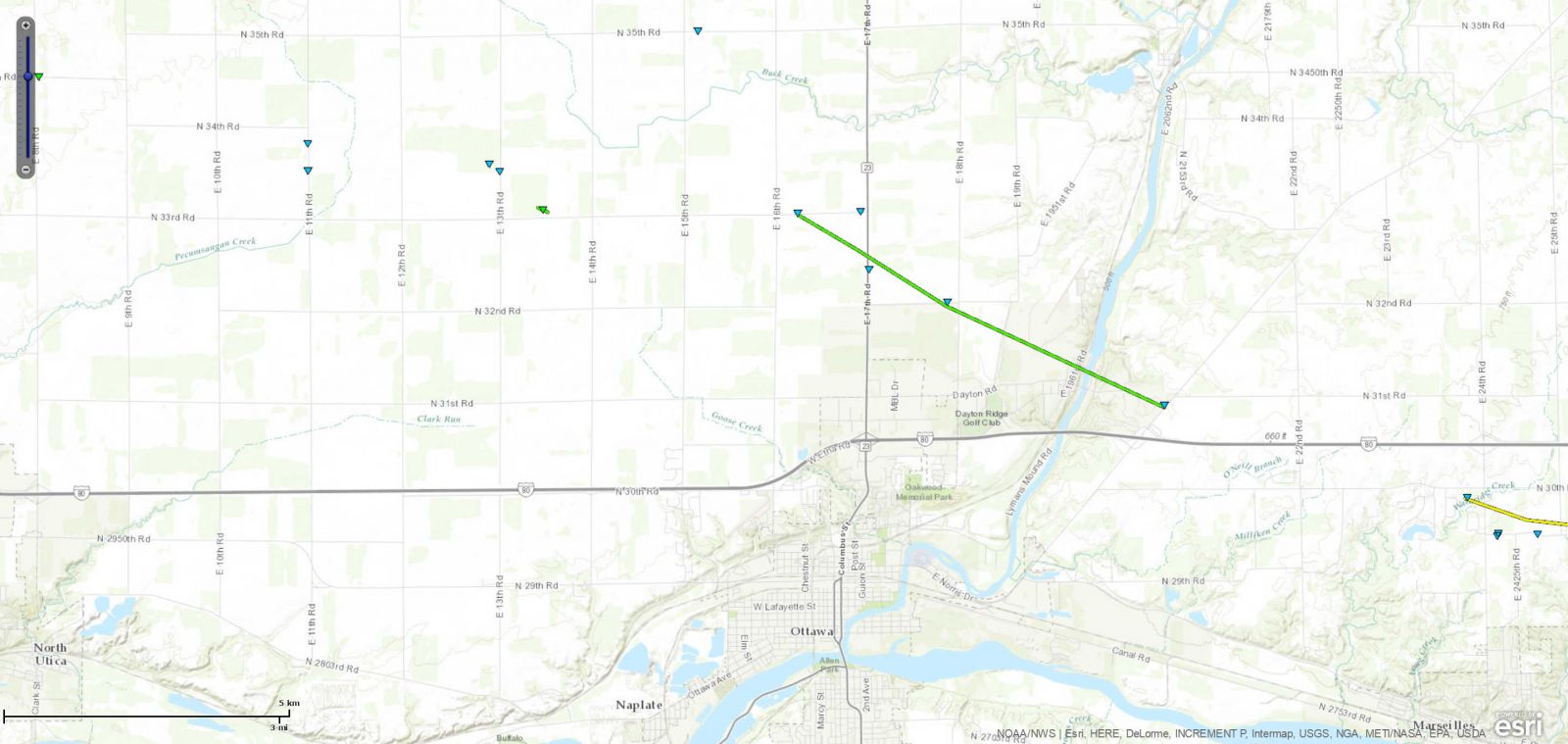 Track Map of Ottawa, IL tornado
