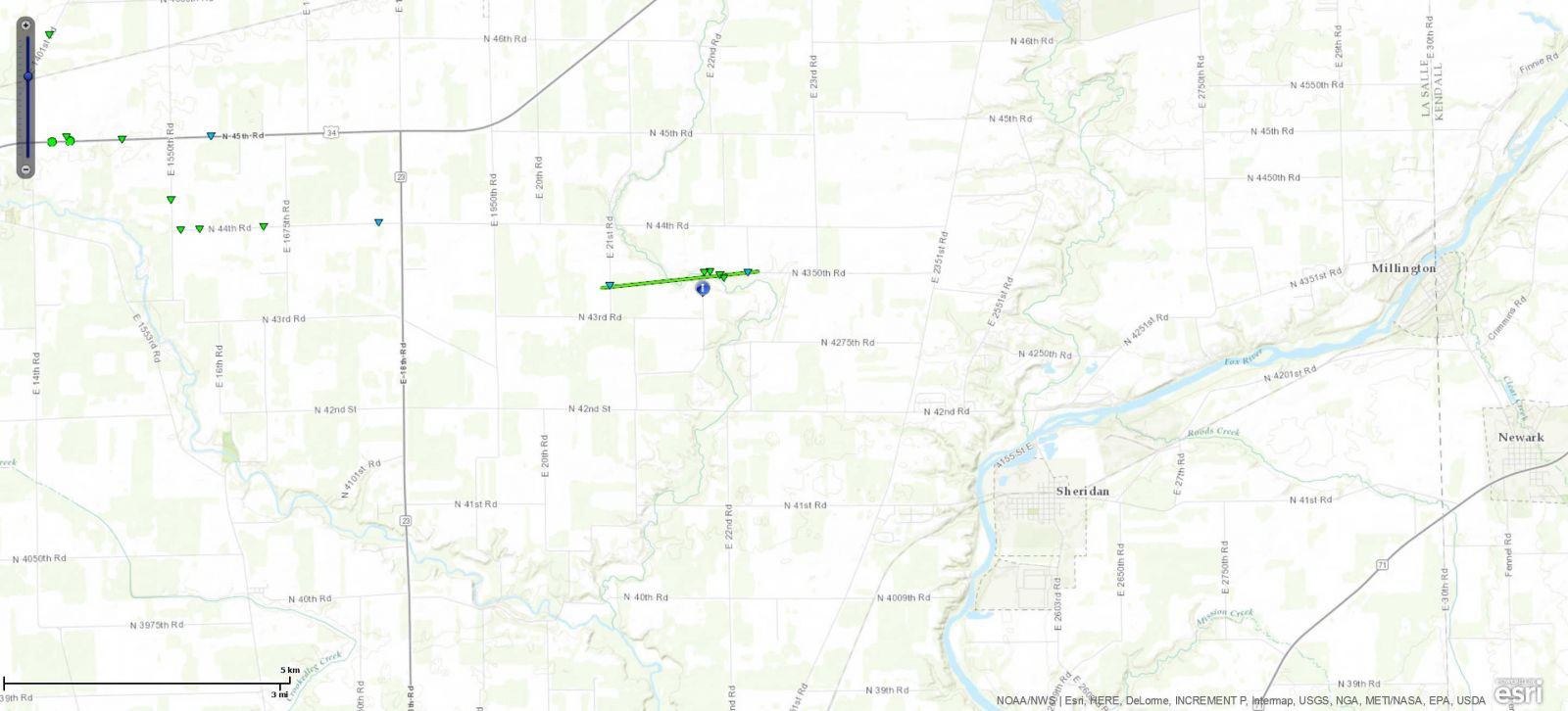 Track Map of Sheridan, IL tornado