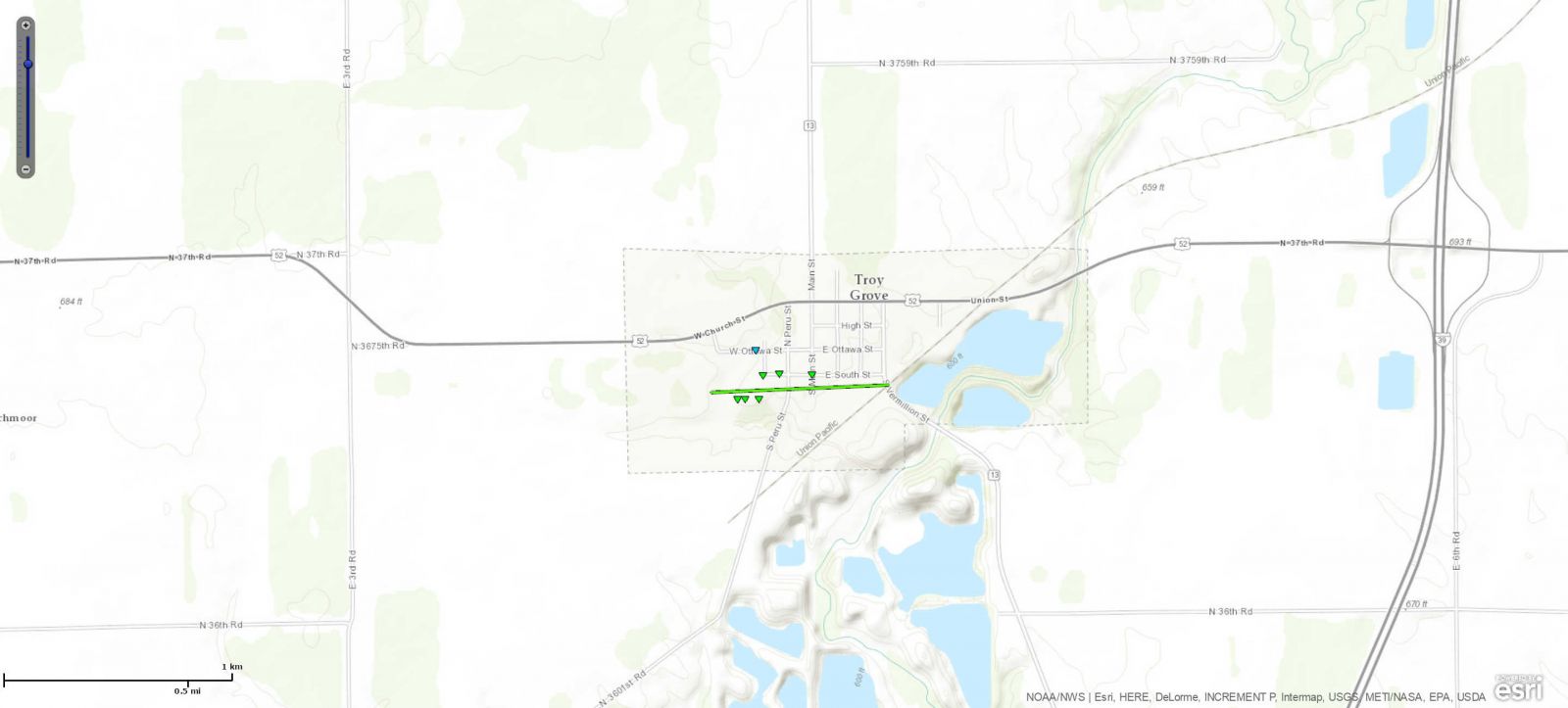 Track Map of Troy Grove, IL tornado