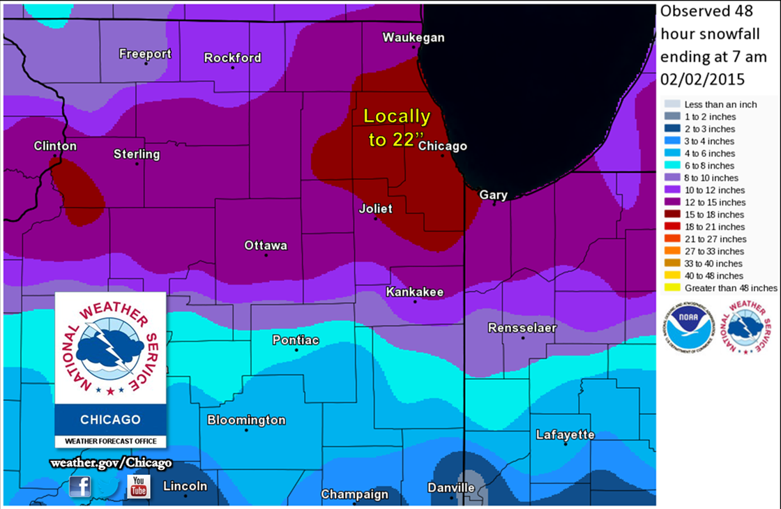 Local Snow Map of Jan 31-Feb 2 Snow and Blowing Snow Event