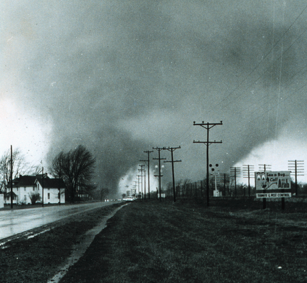 Multi-vortex tornado near Dunlap, IN.  Photo by Paul Huffman, Elkhart Truth.