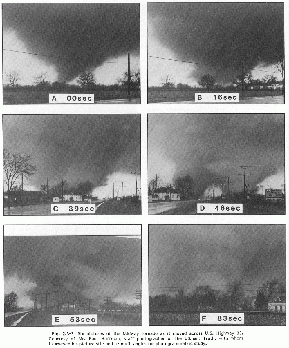 Series of photographs taken by Paul Huffman of the multi-vortex tornado near Dunlap, IN. Courtesy: Dr. Russell Schneider, SPC