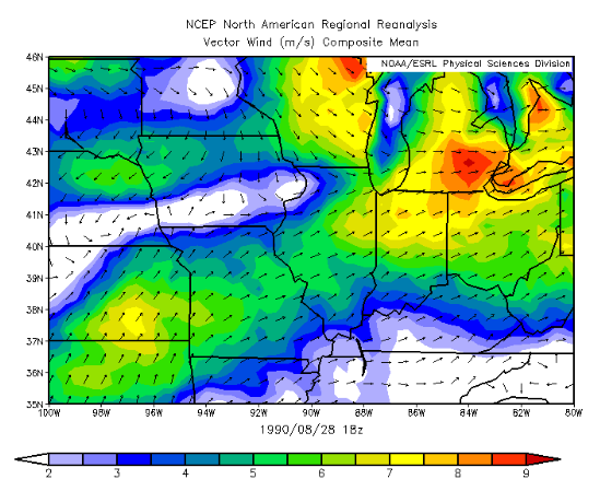 Vector Wind for August 28