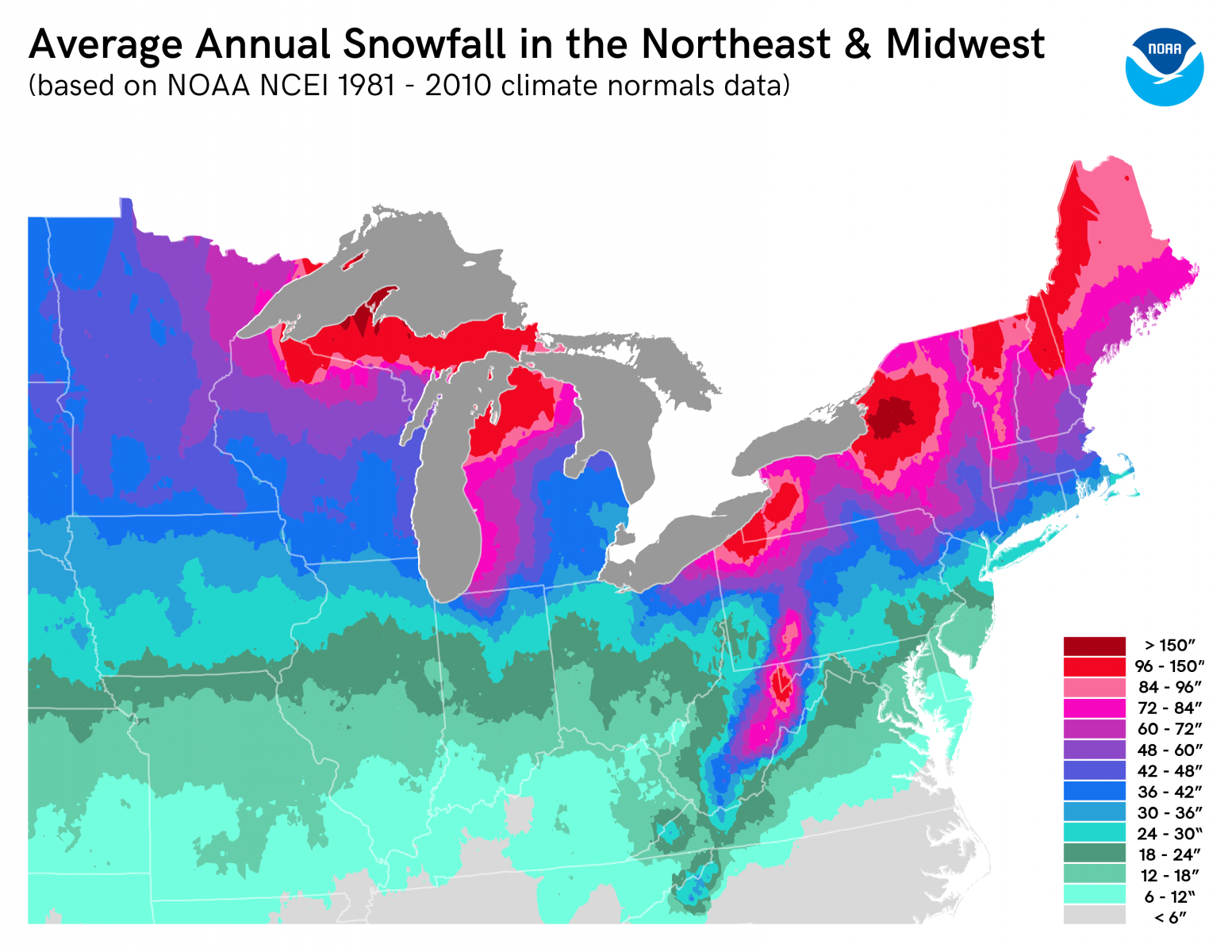 Average Annual Great Lakes Snowfall
