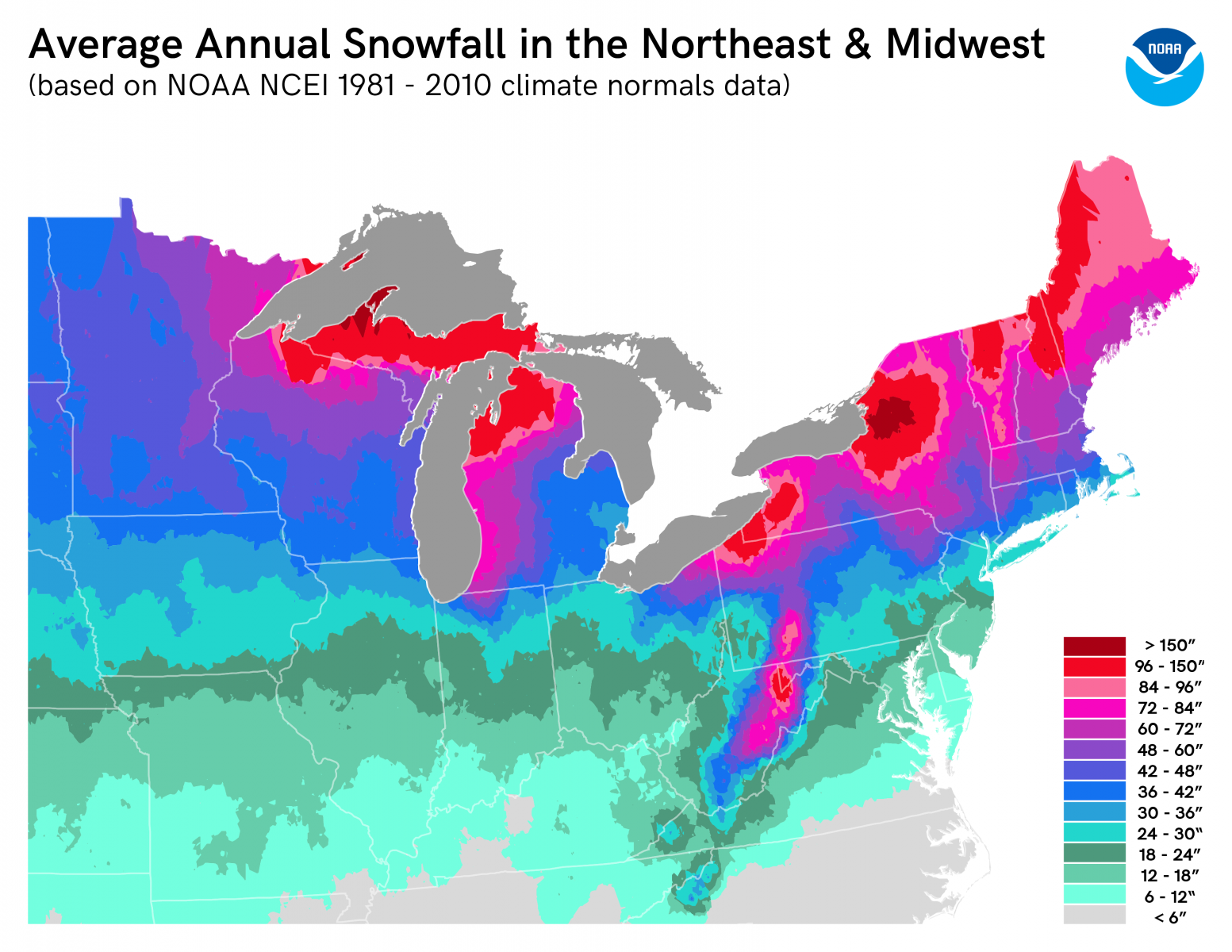 Annual Us Snowfall Map 6044