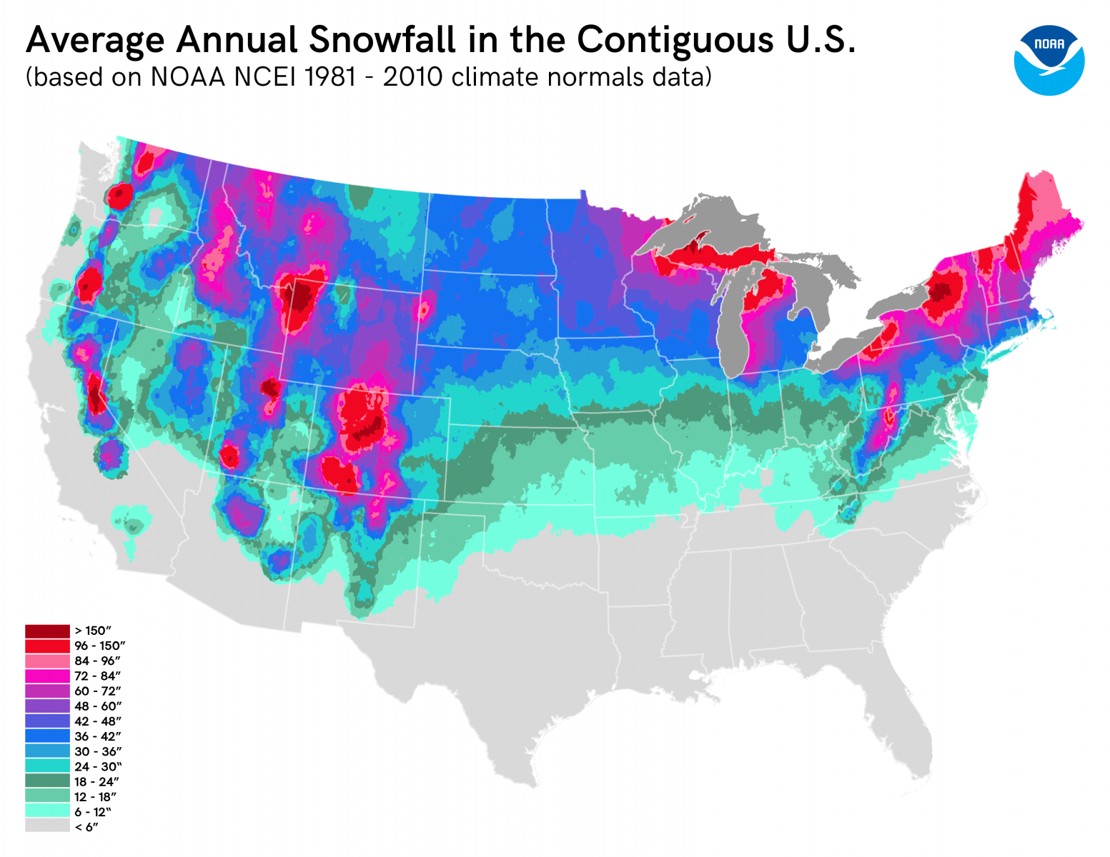 Average Annual U.S. Snowfall